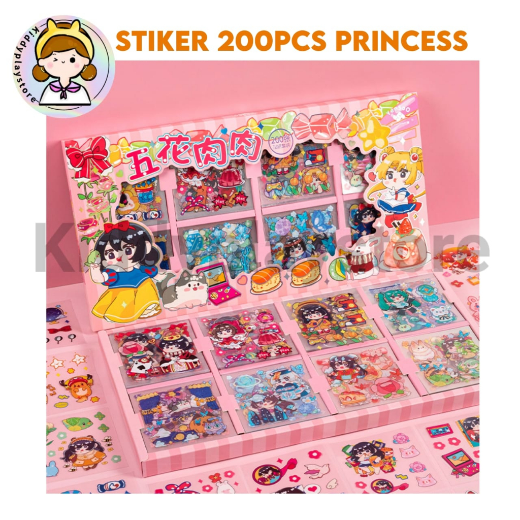 

Stiker korea DIY Journal stiker kartun set gambar 200 PCS Princess / Stiker set girl heart gift box