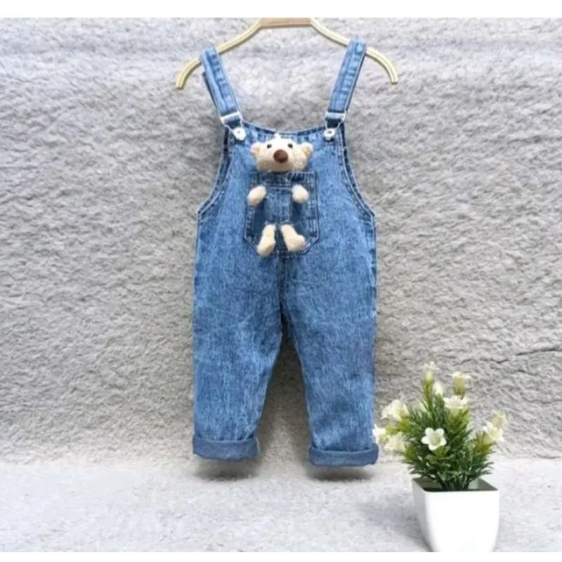 OVERALL JEANS ANAK PEREMPUAN MOTIF BONEKA 1-6 TAHUN