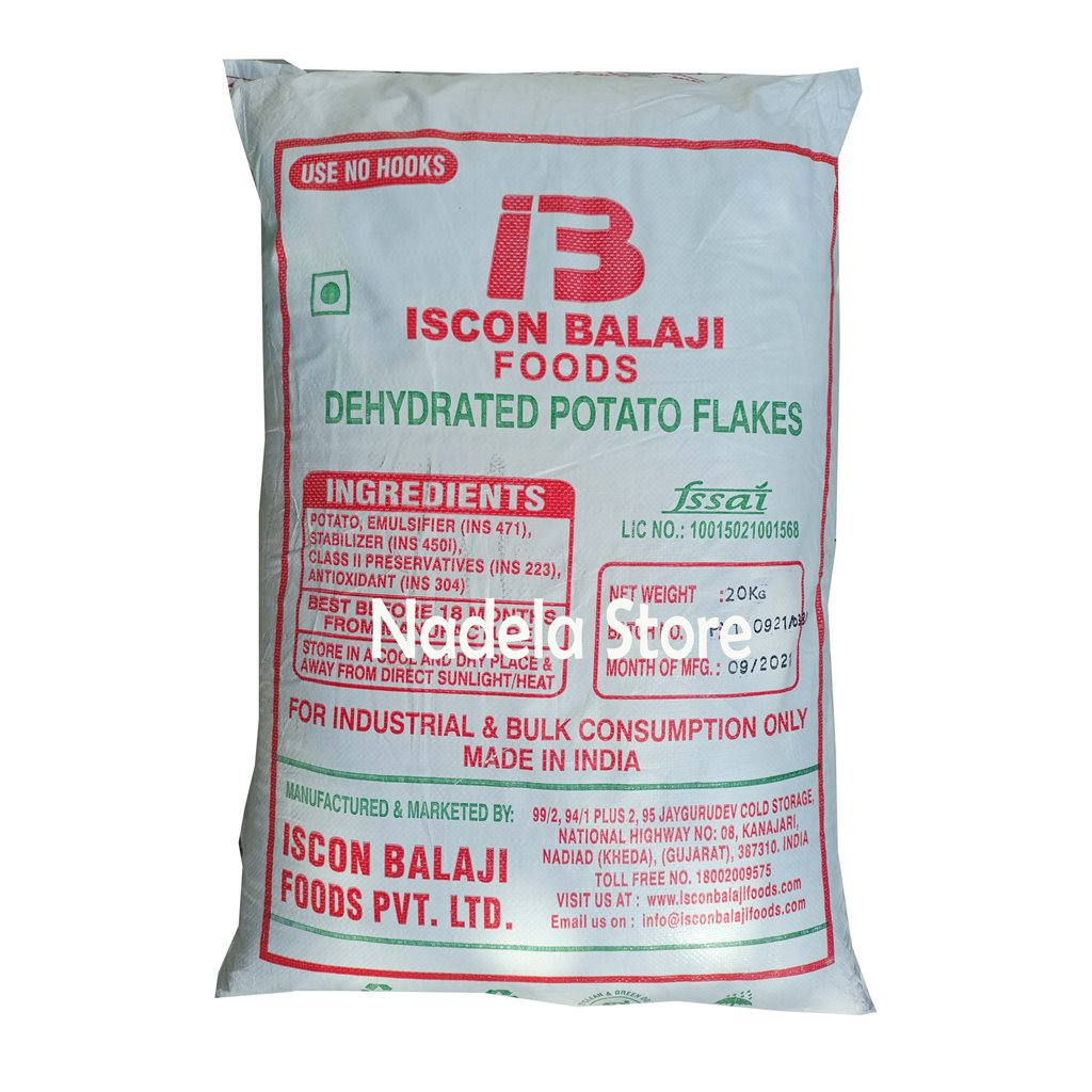 

Tepung Kentang Potato Flakes Halus 1sak / 25kg Halal Murah Berkualitas Iscon Balaji Khusus Pengiriman Kargo