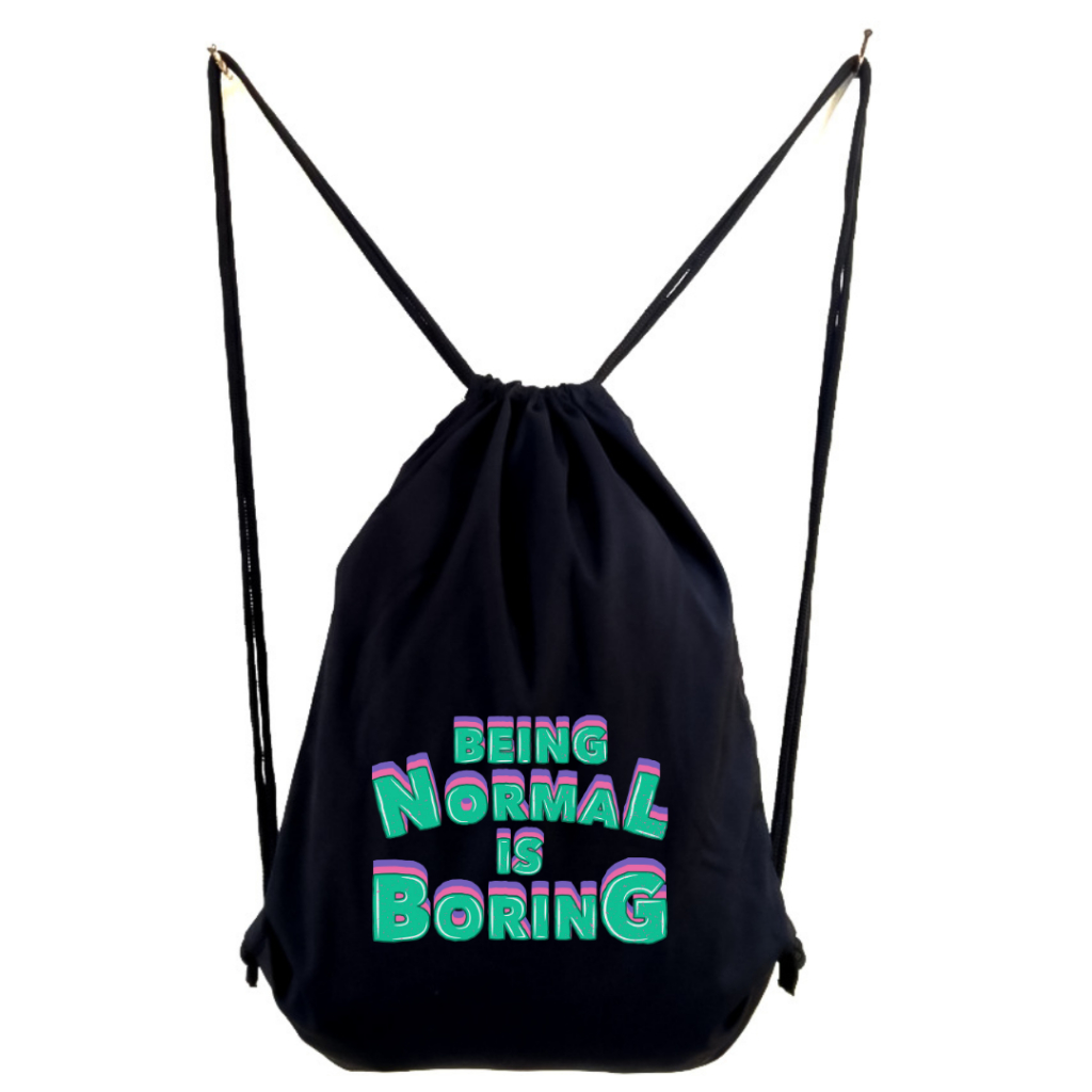 Stringbag Color Being Normal is Boring Drawstring tas ransel serut futsal sekolah olahraga