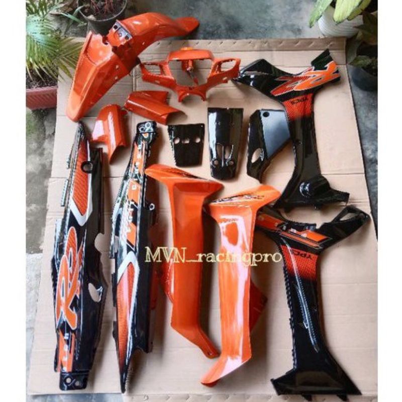 Paket cover body bodi dek fullset halus YAMAHA FIZ R FIZR F1Z R F1ZR fullcluth Oren hitam kualitas m