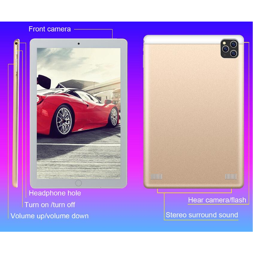 Diskon Besar Tablet 10.1 Inci Tablet Android 9.0 4GB RAM 64GB ROM Tablet PC 4G Lte Phablet untuk Pad