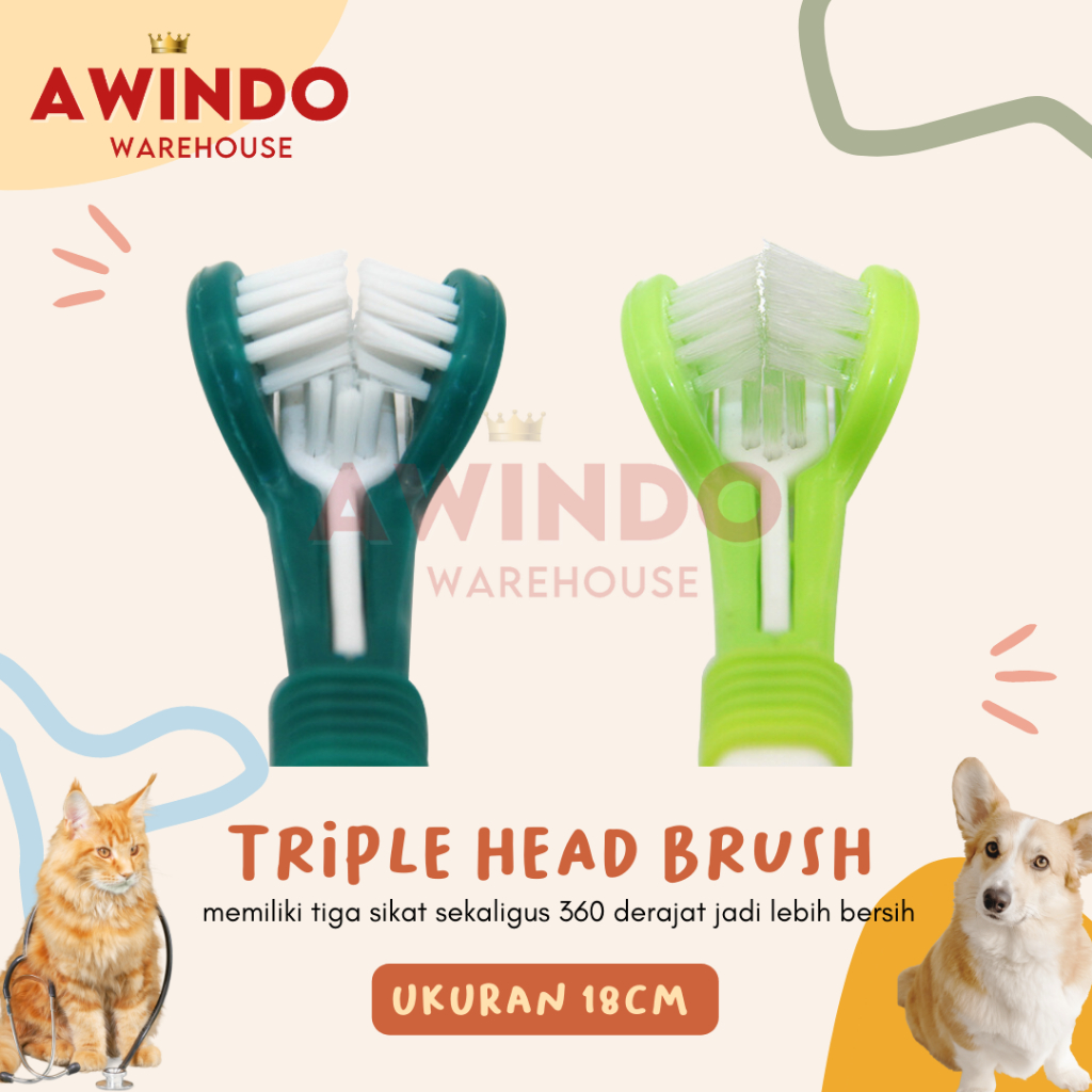 TRIPLE SIDE - Sikat Gosok Gigi 3 Sisi Hewan Anjing Kucing