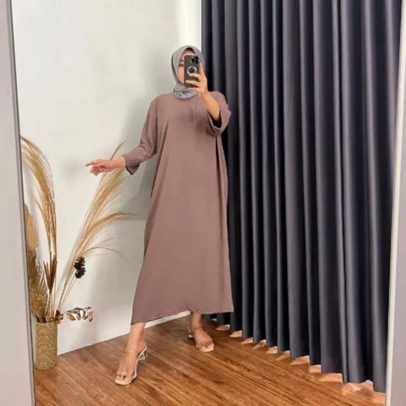 Lenora Midi dress Crinkle airflow /dres wanita Busui crincle premium