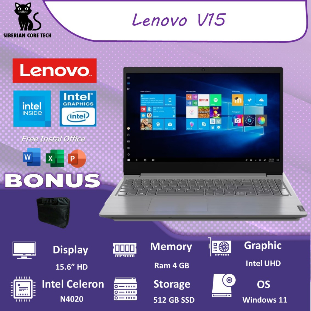 LENOVO V15 N4020 4GB 512GB SSD W11PRE 15.6 GRY