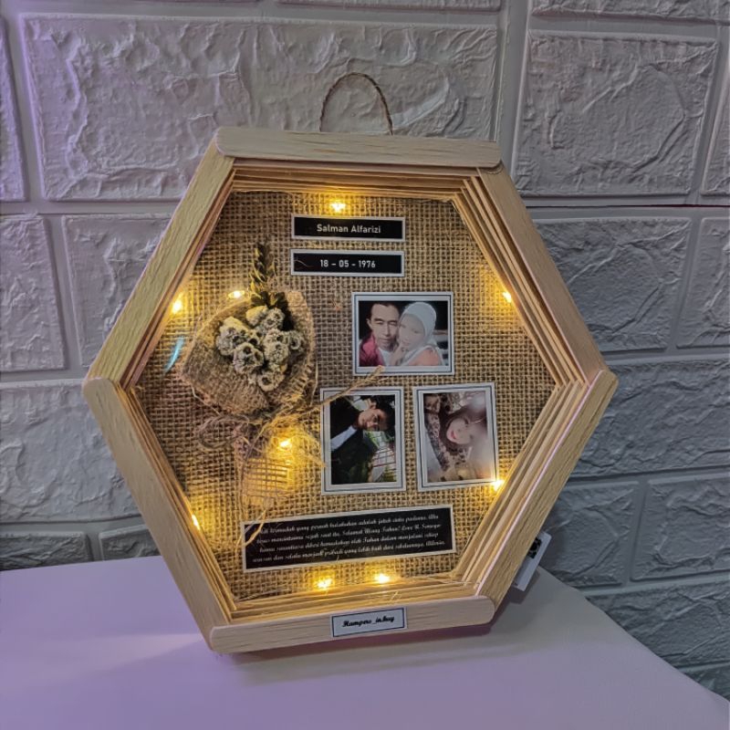 Frame Hexagonal Stik Custom / Kado Ultah/ Wisuda/Wedding/Pernikahan/