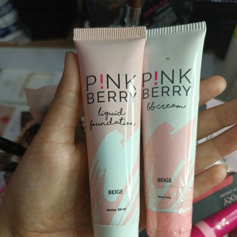 PINK BERRY LIQUID FOUNDATION DAN BB CREAM BEIGE , NATURAL -  30 G ( reject kemasan)