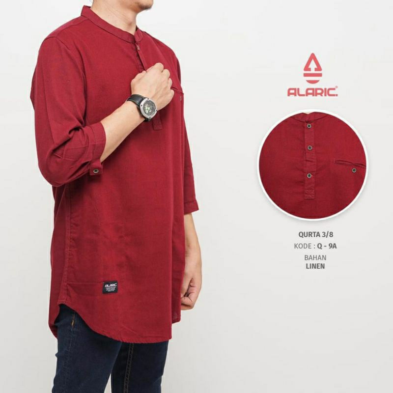 KURTA LENGAN 3/4 PAKAIAN MUSLIM/ PAKAIAN PRIA MUSLIM/ KURTA ALARIC/KOKO