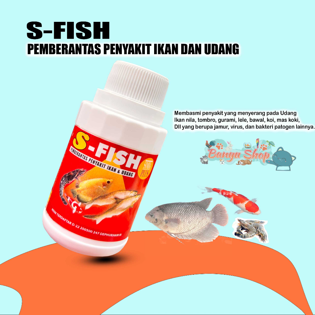 S-FISH isi 100 ml Ampuh Membasmi JAMUR DAN SEMUA PENYAKIT  PADA IKAN-DAN UDANG-UDANG SEHAT S-FISH SOLUSINYA