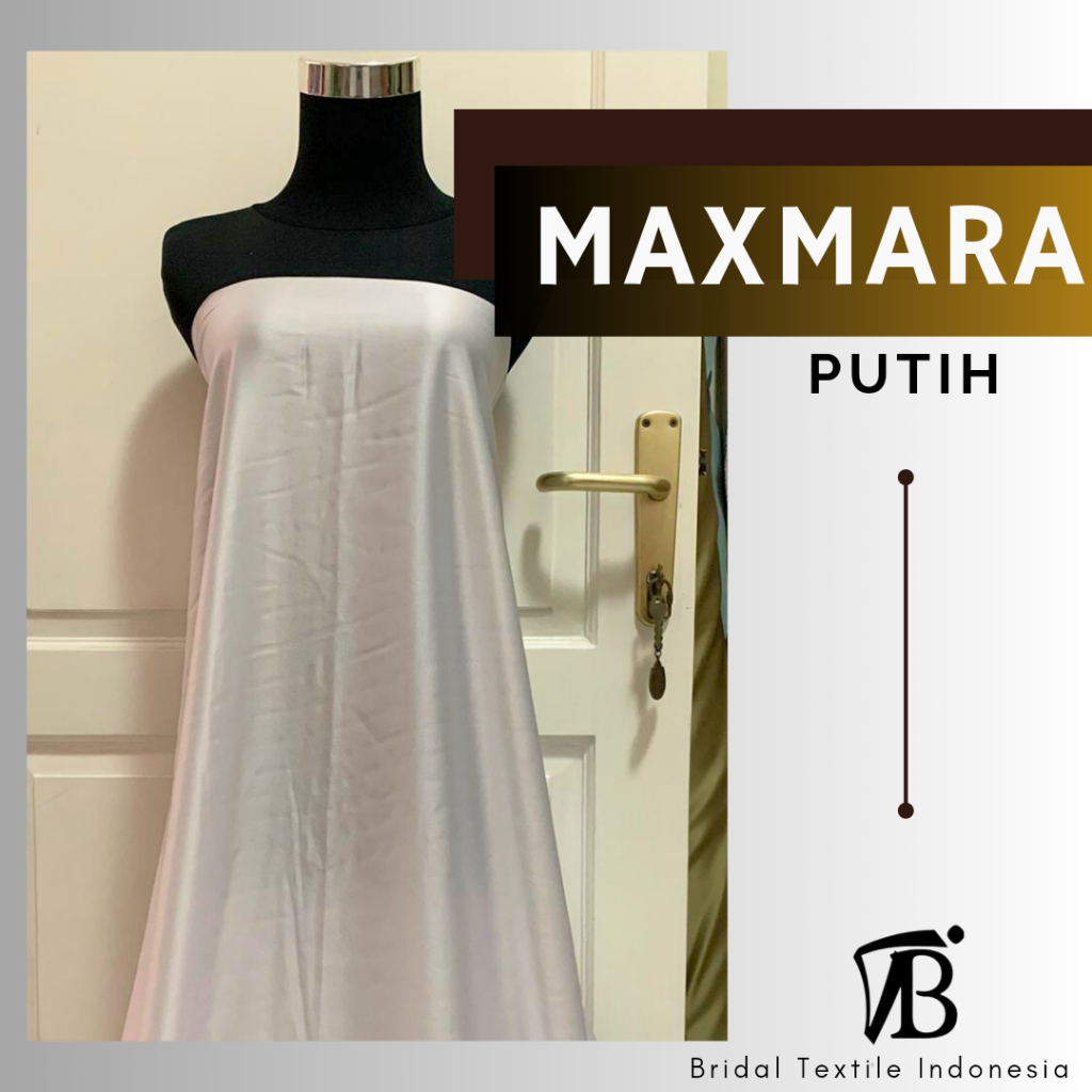 Bahan Kain Satin Maxmara Original Premium Lux Luxury Kebaya Gaun Pengantin Bridesmaid Warna Putih Wh