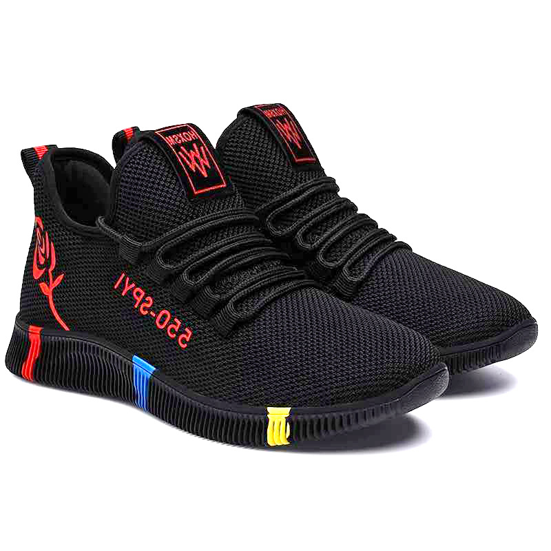 Sepatu Import Sneakers Cewek Casual Fashion Terbaru Sport Running Hitam Merah