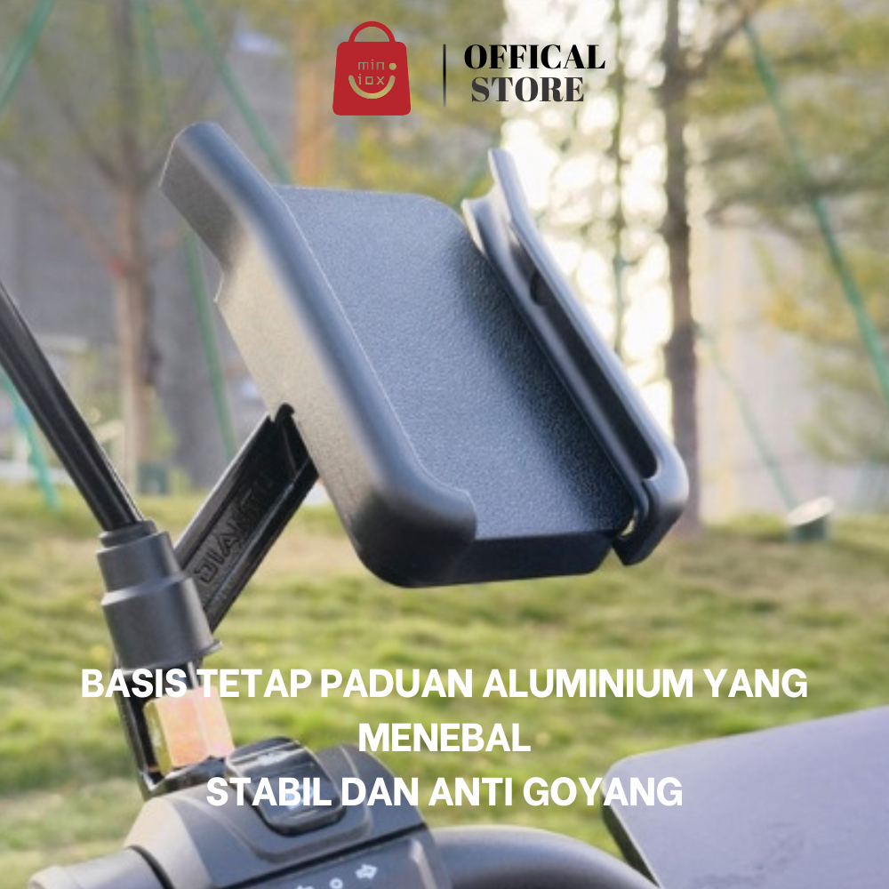 Phone Holder Tahan guncangan Paduan Motor Dudukan Grab Gojaek Handphone Sepeda listrik Stand origina