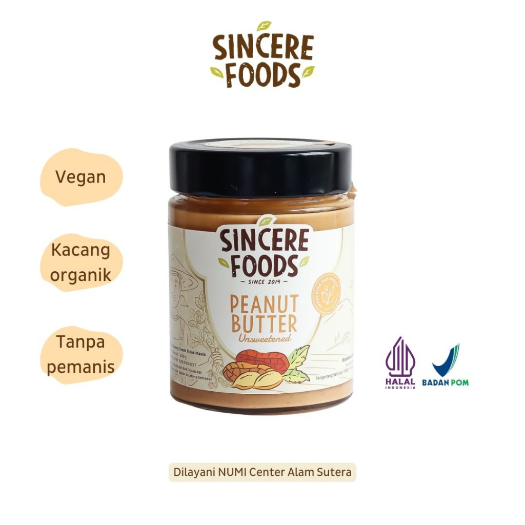 

Peanut Butter Unsweetened Selai Kacang Tanah Tidak Manis BPOM HALAL Sincere Foods