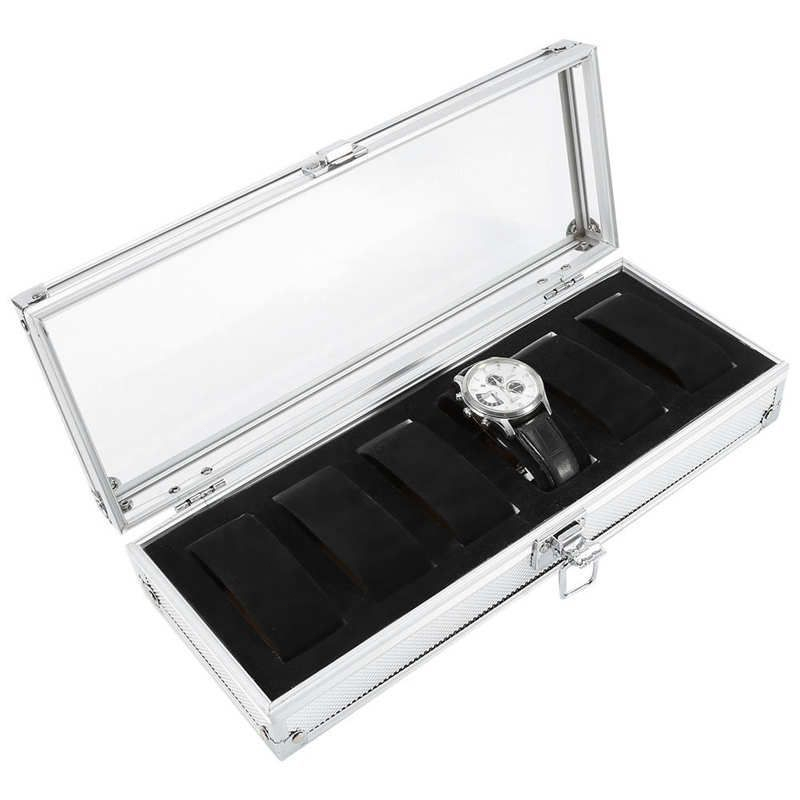 Watch Box Kotak Organizer Jam 6/12 Slot Kotak Tempat Jam Tangan Box Jam Tangan Bahan EVA Aluminum Alloy