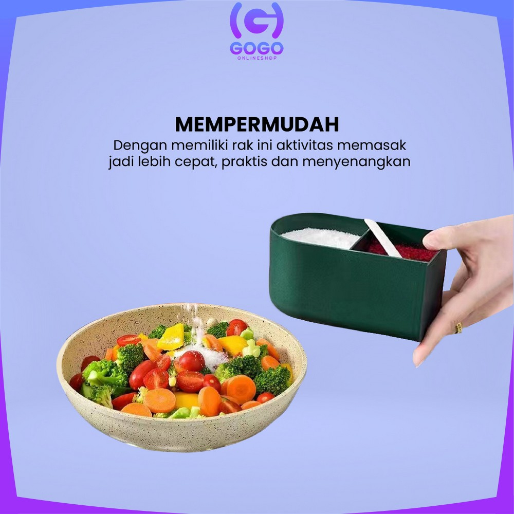 GOGO-C860 Tempat Bumbu Dapur Serbaguna Wadah Bumbu Seasoning Storage Box Termasuk Sendok / Rak Kotak Tempat Penyimpanan Bumbu Dapur Minimalis