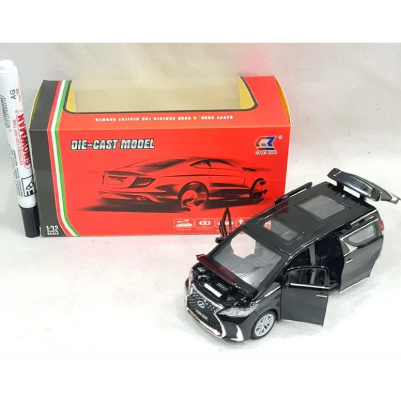 Diecast Metal Lexus LM350 Lampu Suara Hitam 1:32