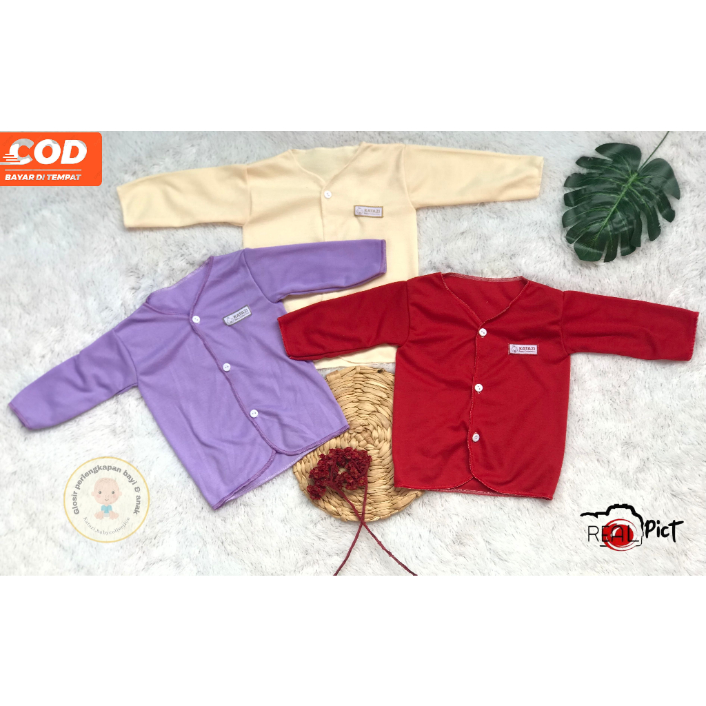 [BTPGP003] 3 Pcs Baju Bayi Panjang Newborn Polos Umur 0 - 6 Bulan