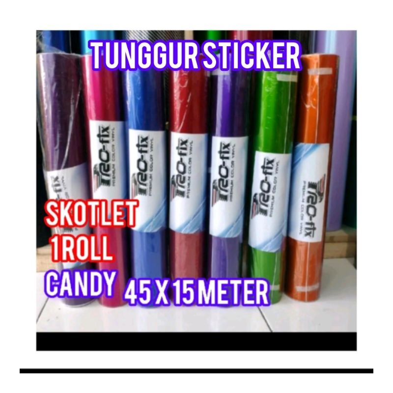 skotlet motor 1 roll 45x15 candy  lebar 45 cm ,merah candy ,hijau candy , oranye candy