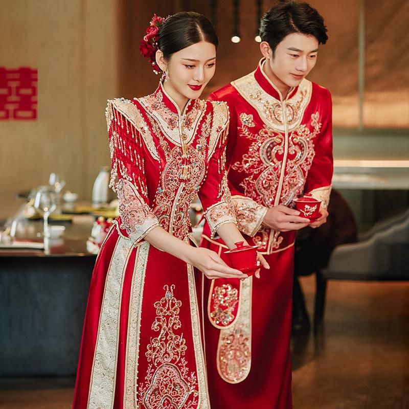 Realpic S-6XL CHW-16 Cheongsam couple mewah impor gaun chinese wedding gaun sangjit