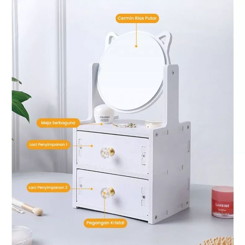 RAK KOSMETIK CERMIN 2LACI