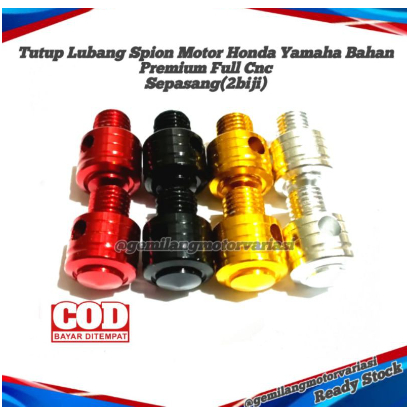 READY Penutup tutup lubang baut-baud spion variasi model black diamond bahan cnc sepasang motor nmax