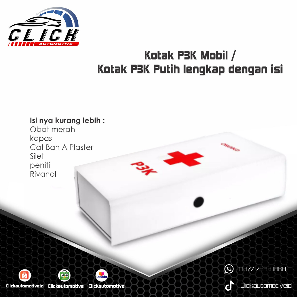 Kotak P3K Mobil / Kotak P3K Putih lengkap dengan isi