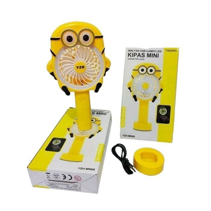 MINI FAN 2 IN 1 KIPAS INCLUDE LAMPU Doraemon / Hello Kitty / Bunny / Minion Blower Bearbrick Beruang Bear Brick