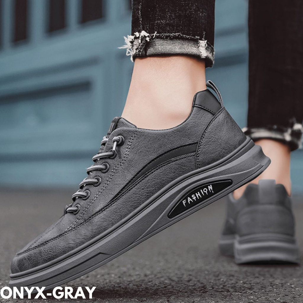 SEPATU SNEAKERS PRIA MODEREN TRENDY GAYA SIMPLE KECE GAUL BAHAN PU IMPORT ONYX