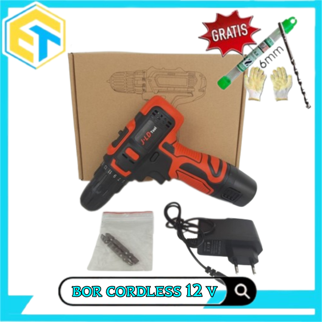 Mesin Bor 12V J12s Bor JLD TOOLS JLD Cordless Driver Drill Mesin Bor Baterai Obeng Elektrik