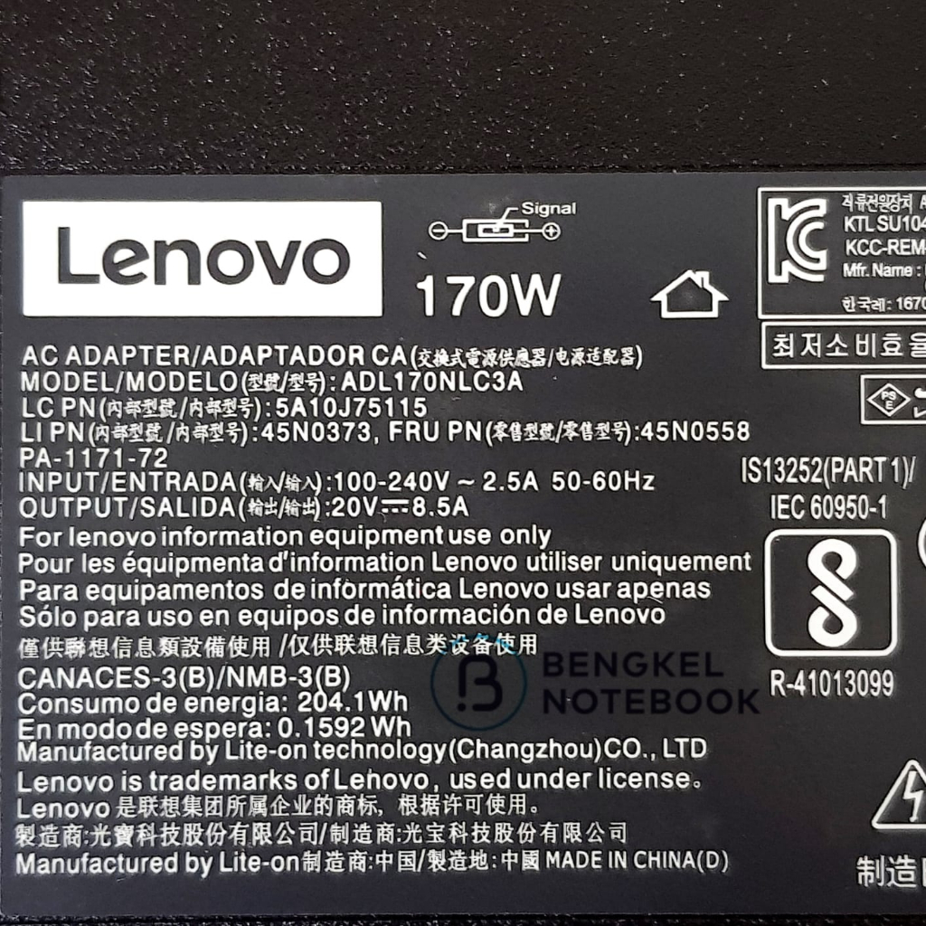 Adaptor Lenovo ADL170NLC3A 20v 8.5a USB PIN Tebal Original