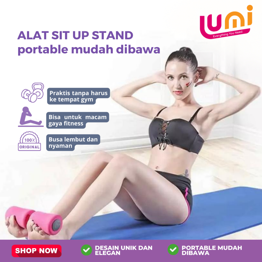 Alat Bantu Sit Up Bar Portable Penahan Pegangan Kaki Double Stand Holder Yoga Bench Fitness Gym Perlengkapan Olahraga Untuk dirumah Multifungsi Pengecil Perut dan Alat Pembakar Lemak SPEEDS SitUP Plus Tali Resistance Band