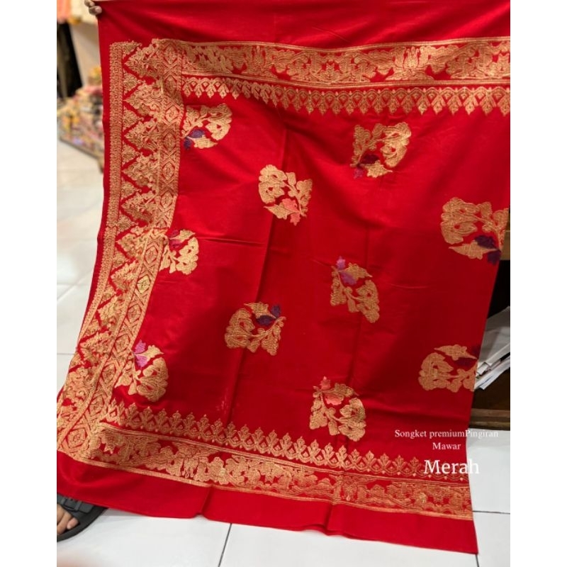 kamen songket bordir katun premium,benang metalik gold