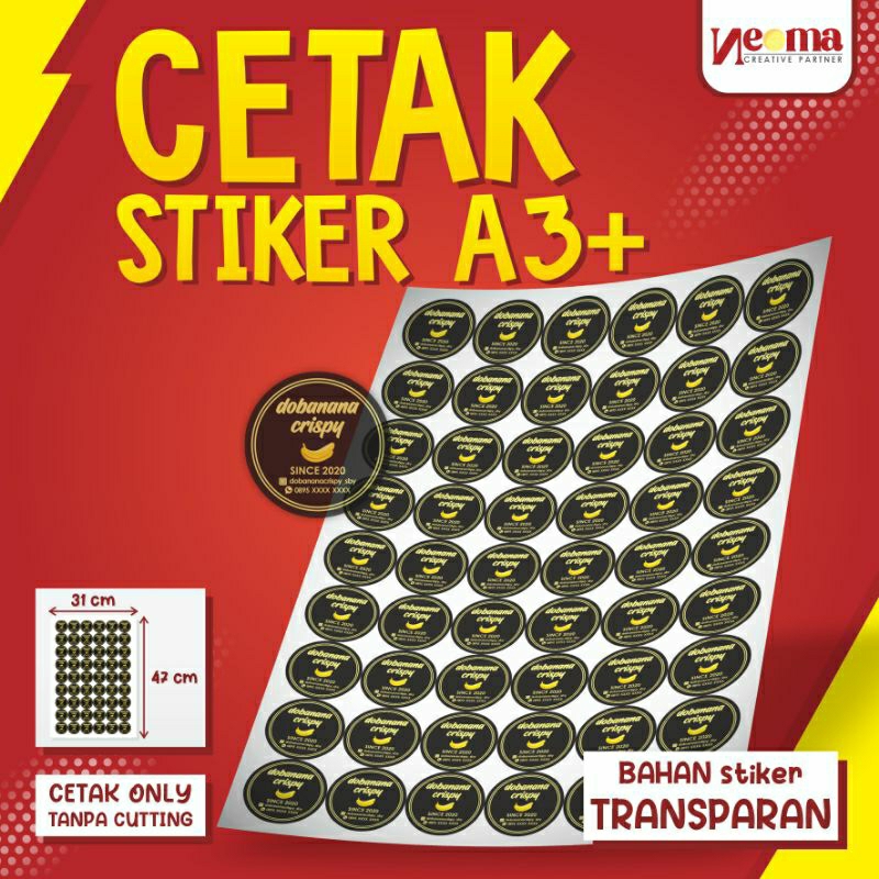 

Stiker Kemasan Full A3+ (Anti Air & Transparan)