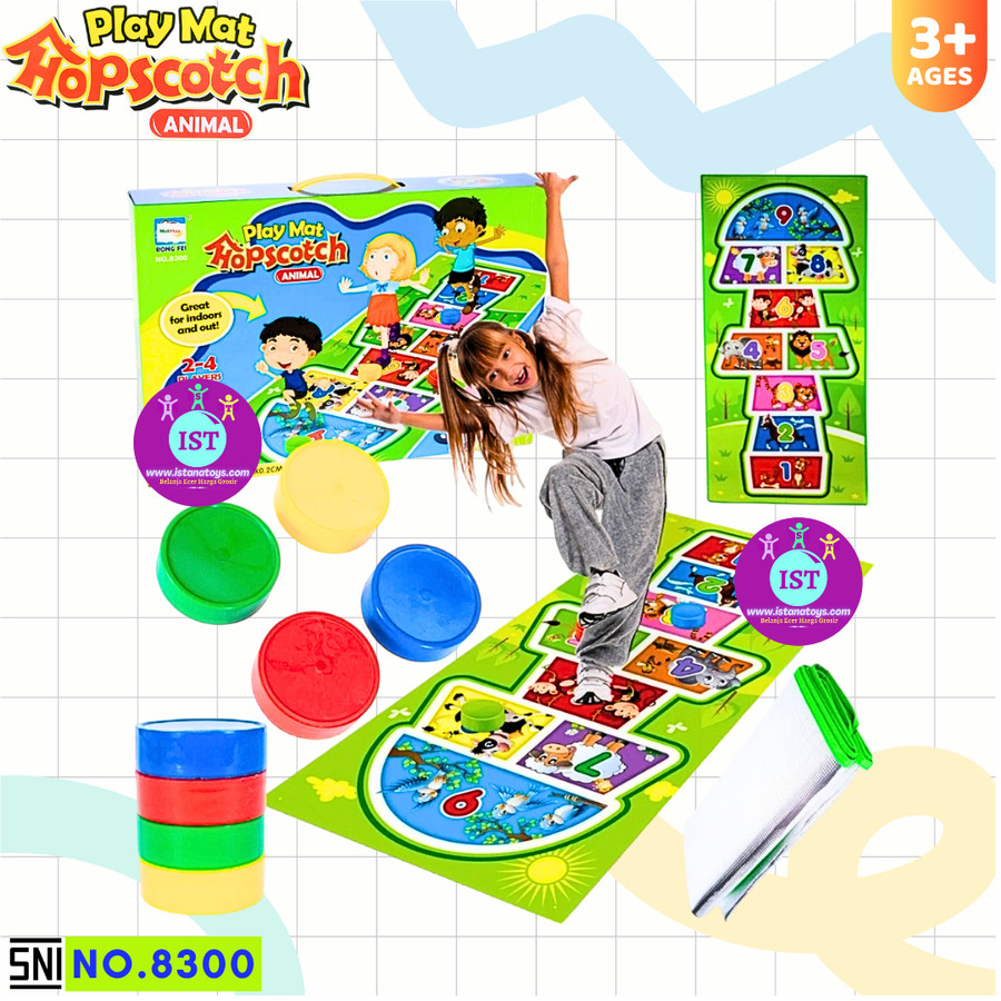 Mainan Tradisional Engklek Versi Modern PlayMat Animal Hopscotch Games