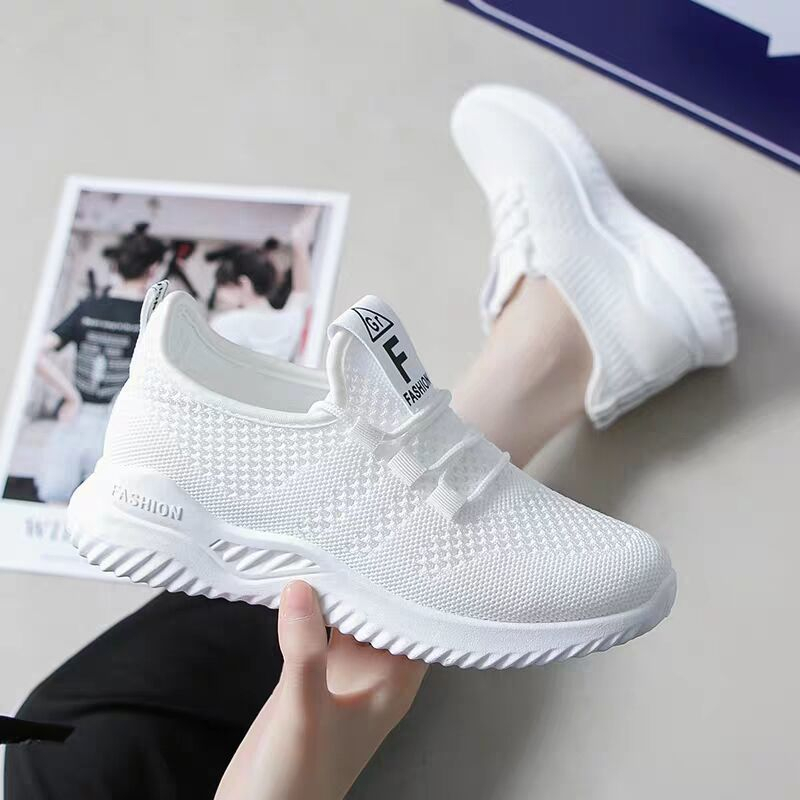 Sepatu Sneakers Sport Wanita Bahan Rajut Women Shoes Casual 36-40