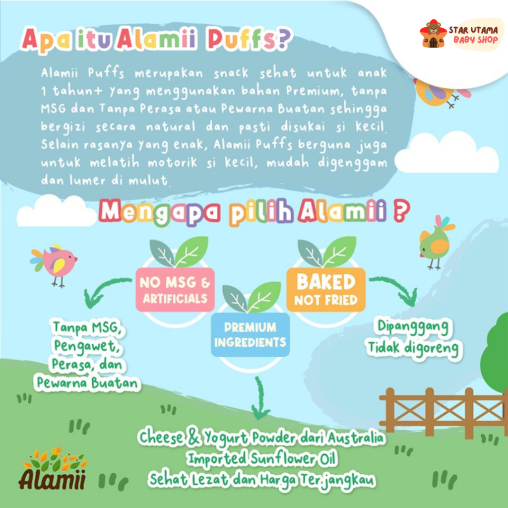 Alamii Puffs Cemilan Camilan Snack Sehat Untuk Bayi dan Anak 25gr