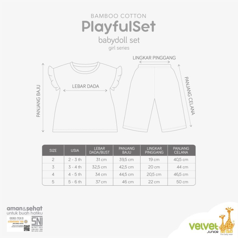 Limited Editions-Cotton Bamboo PLAYFULL SET Velvet Junior usia 12345