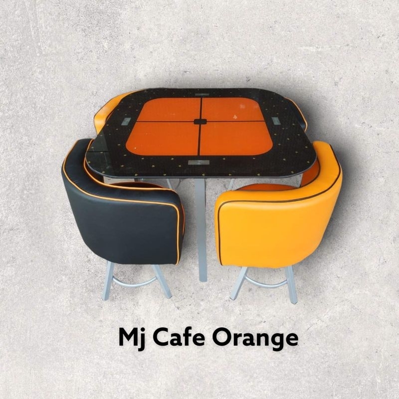 Meja Kafe Kaca Set 4kursi - Meja Makan Murah set - Meja Makan Kaca 90cm - Medan