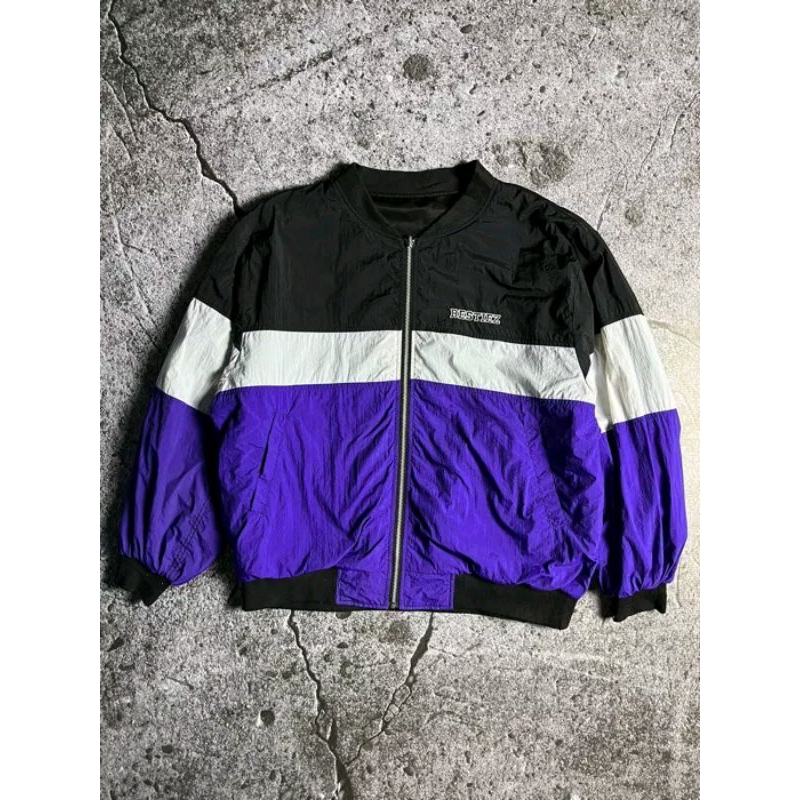 Jaket bomber color block second bolak balik