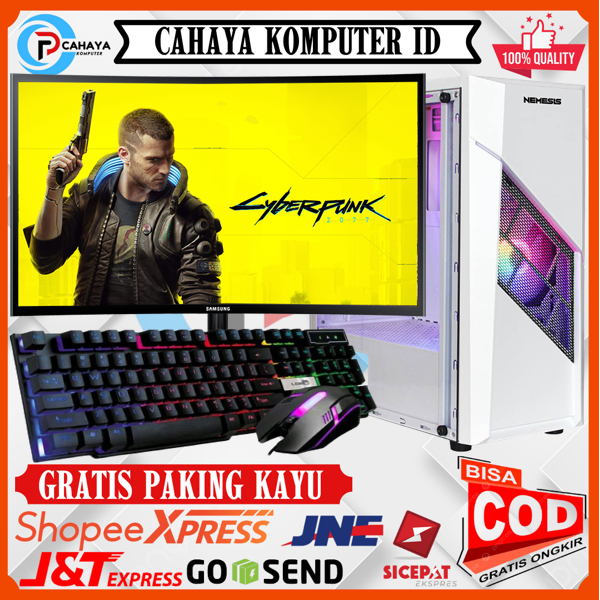 PC Paketan Lengkap Intel I3 10100F Ram 16Gb  SSD 256Gb Vga 4Gb Samsung Curved 24Inch Siap Pakai