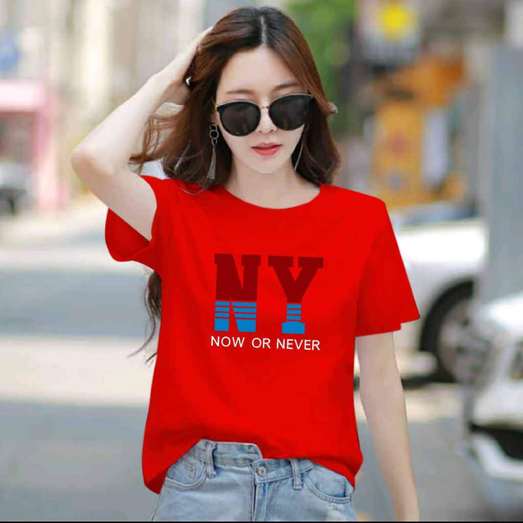 BISA COD - BAJU NY BIG COLOR GIRL LENGAN PENDEK TERBARU