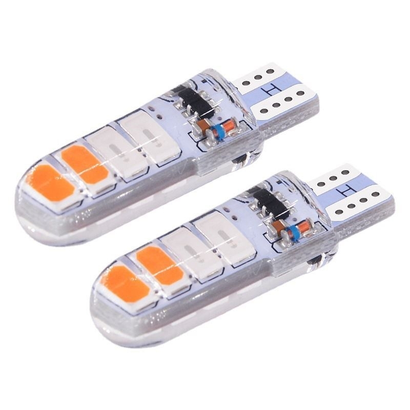 Lampu Senja T10 Lampu Kota T10 Led T10 8 SMD 2 Warna Kedip 2 Pcs R327