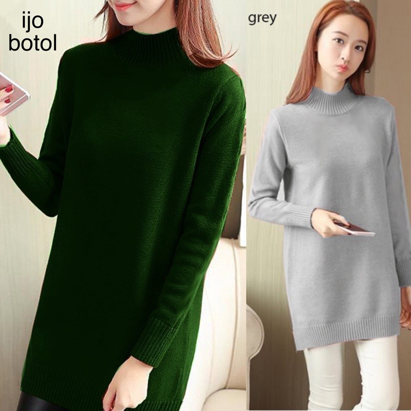 (O-002) Blouse lengan panjang knit blouse rajut wanita big size