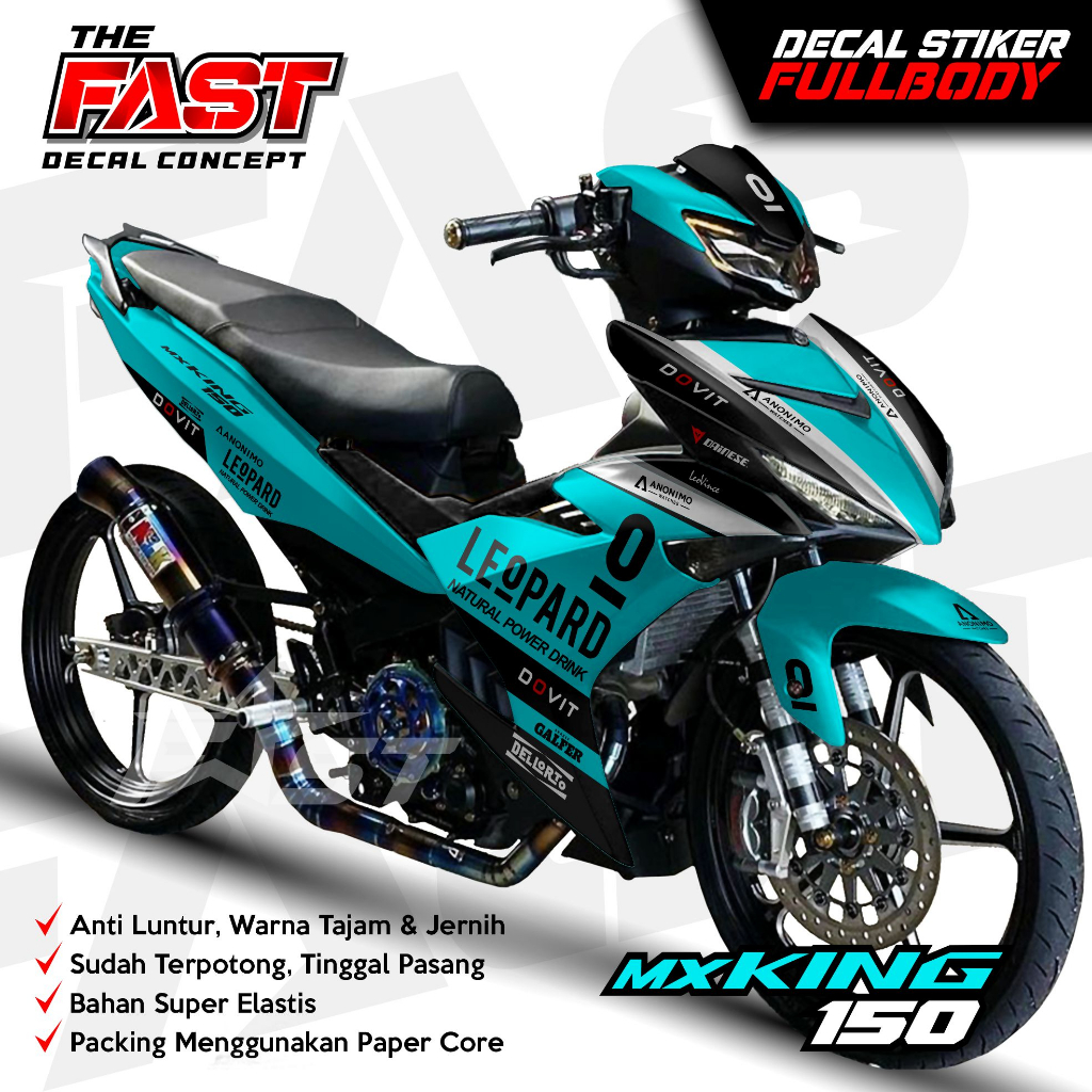 TERBARU Decal MX KING NEW Fullbody Leopard Racing Cutom Sticker Striping Decal Yamaha MX KING NEW, S