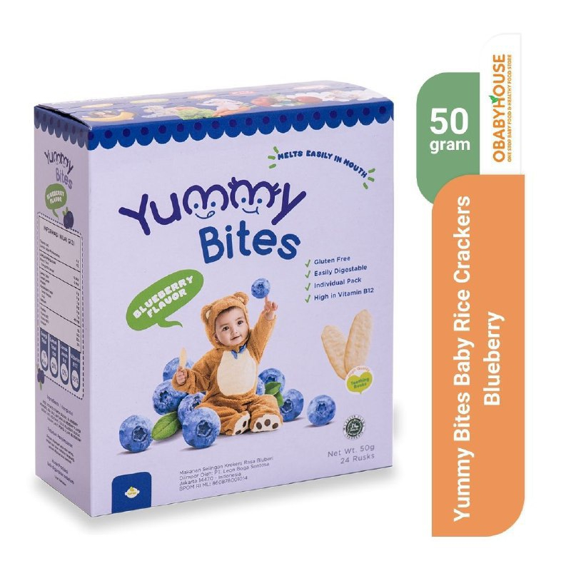 Yummy Bites Baby Rice Crackers Blueberry 50 gr