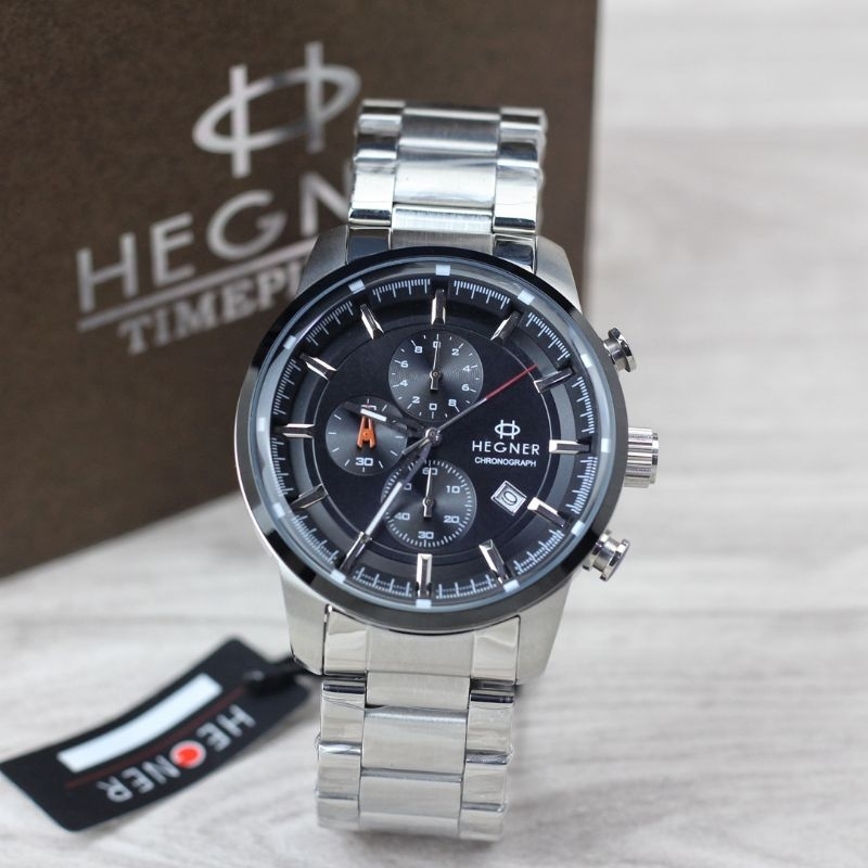 Jam Tangan Pria Hegner 5083 Original Chronograph Stainless Steel