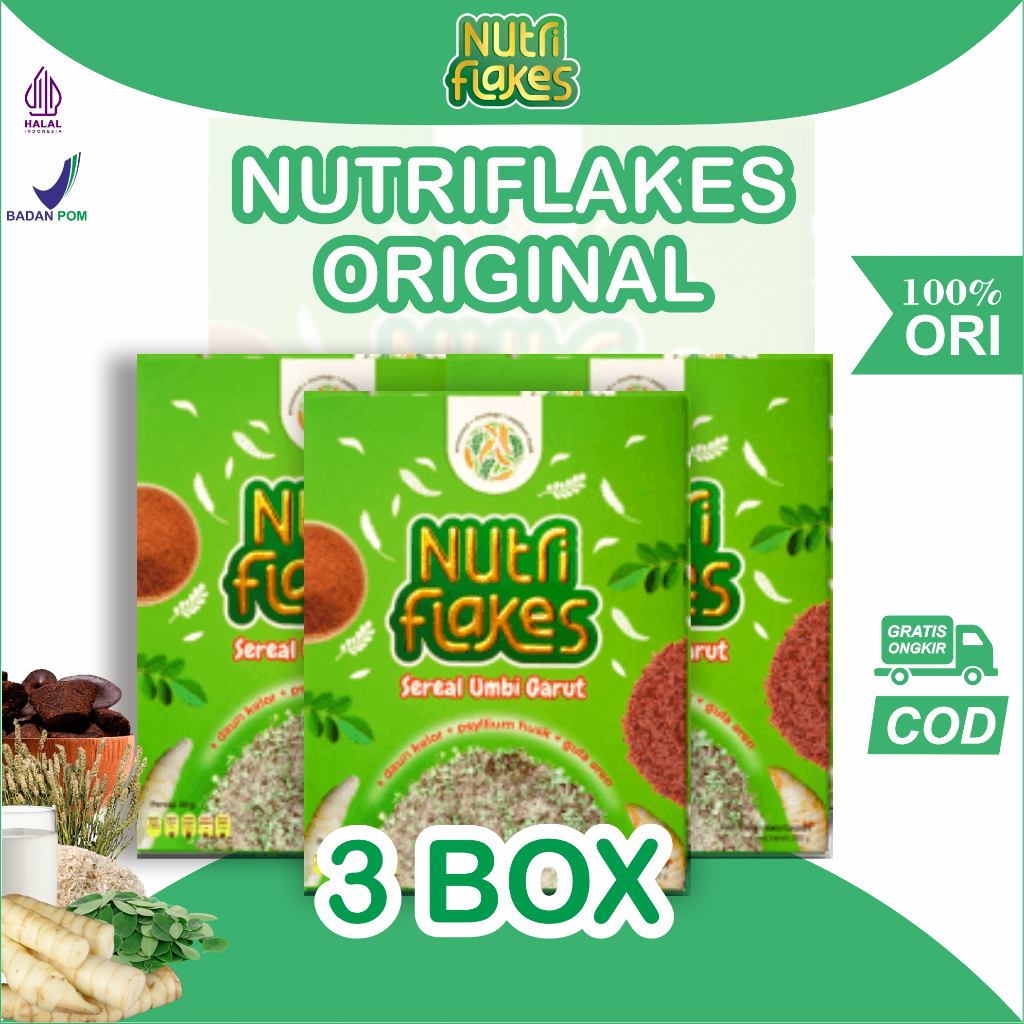 

[UP] NUTRIFLAKES 3 BOX Sereal Minuman Umbi Garut Paket Untuk Asam Lambung Gerd Maag Mag Diet Turunkan Berat Badan Original