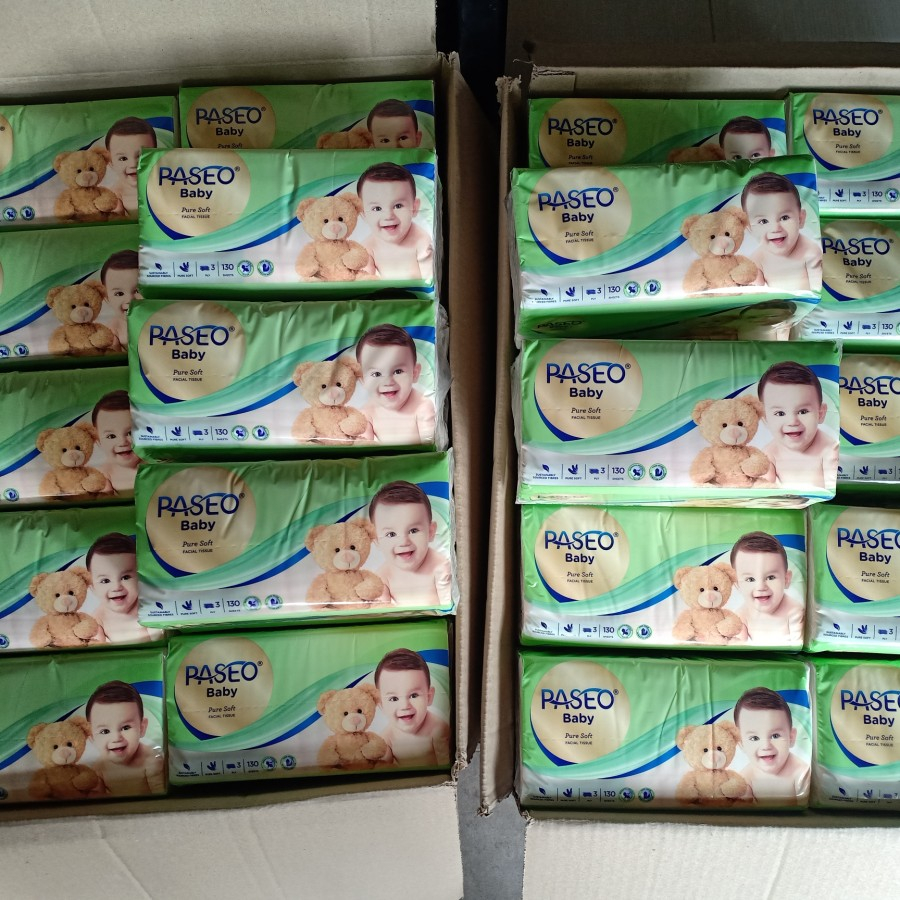 Tisu Bayi 130 Sheets 3ply / Tissue Paseo Baby Soft Pack 130 Sheet 3 ply lembut serat alami