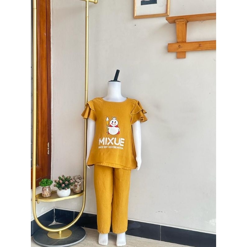 COD crinkle AIRFLOW MIXUE premium 2-8 th, baju anak perempuan firal, setelan baju terbaru