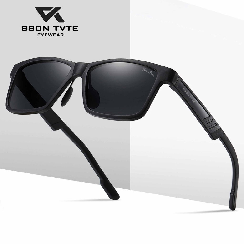 SSON TVTE - Kacamata Hitam Polarized Kotak TR90 Sunglasses Anti Silau UV400 TR3381